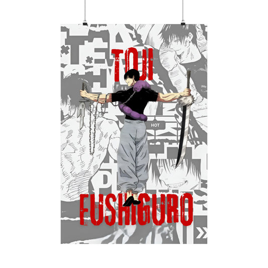 Toji Fushiguro Anime Poster – Dark Aesthetic Wall Art | Jujutsu Kaisen Manga Print | Red Black Graphic Decor
