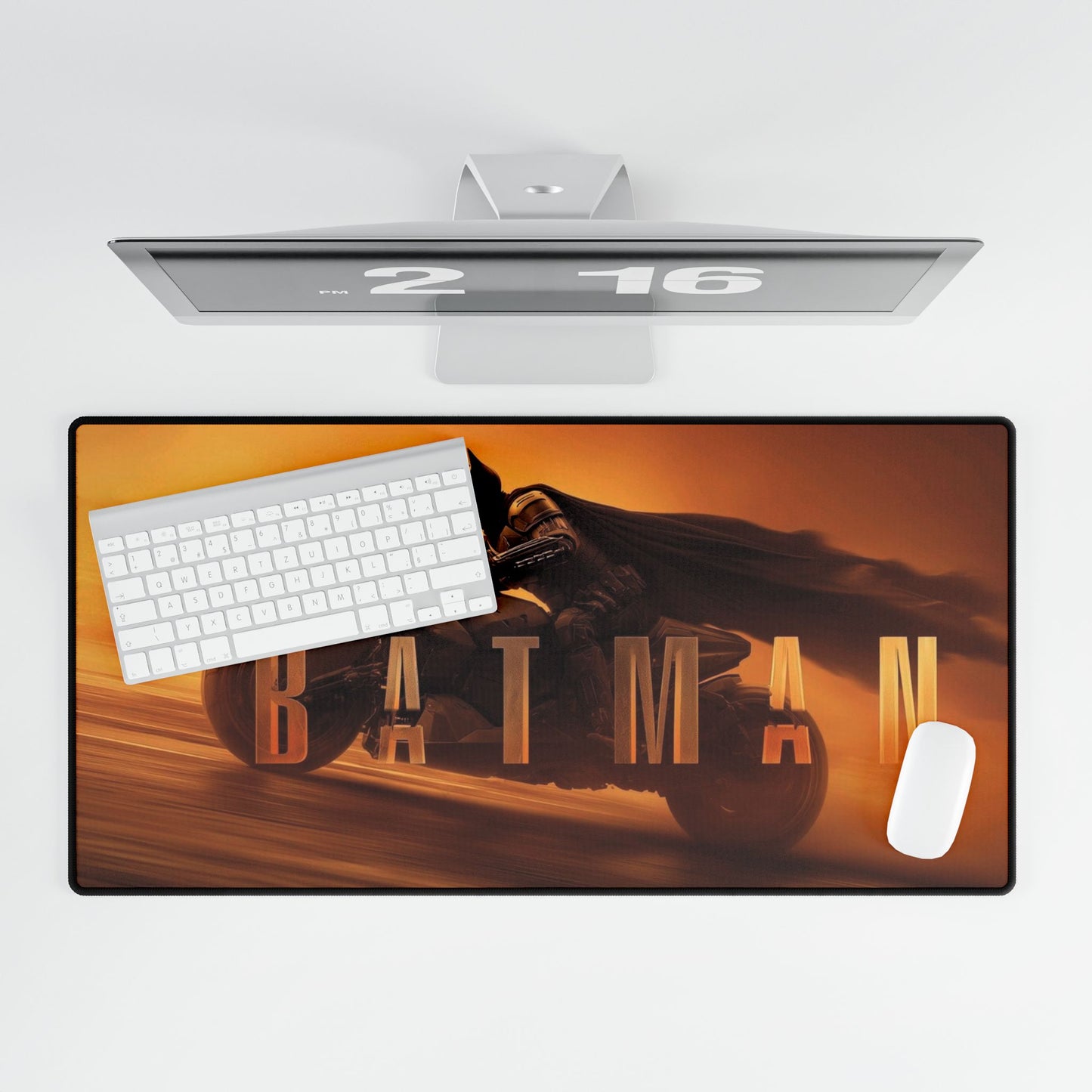 Batman Bike Desk Mat – Golden Cinematic Gaming Mouse Pad | Batman Extended Desk Mat | Action Setup Aesthetic