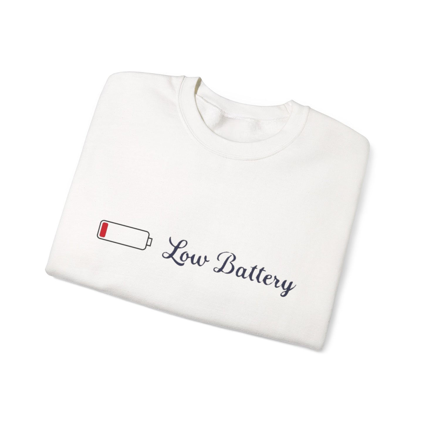 Low Battery Crewneck Sweatshirt — Funny Minimalist 'low battery' Graphic