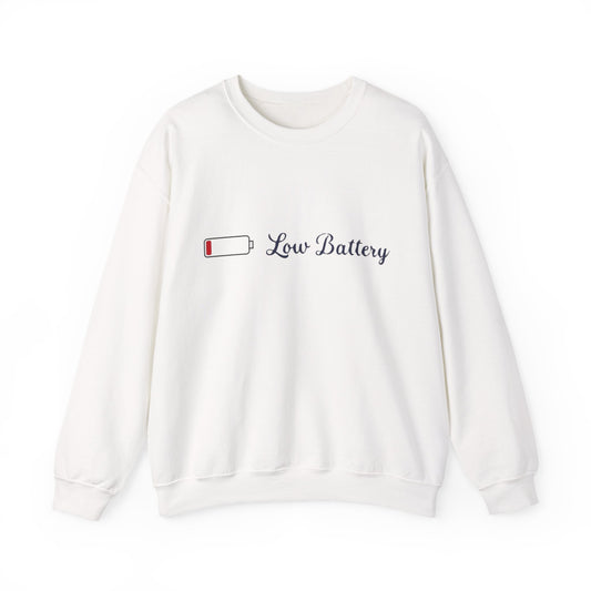 Low Battery Crewneck Sweatshirt — Funny Minimalist 'low battery' Graphic
