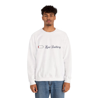 Low Battery Crewneck Sweatshirt — Funny Minimalist 'low battery' Graphic