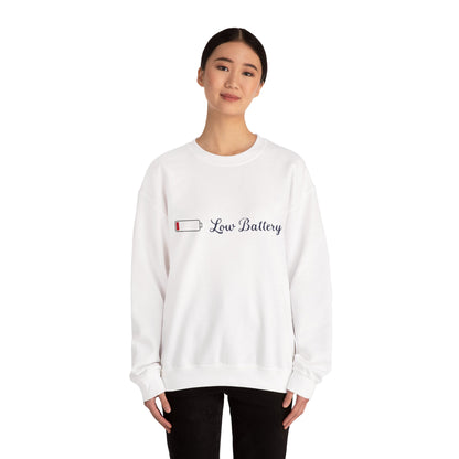 Low Battery Crewneck Sweatshirt — Funny Minimalist 'low battery' Graphic